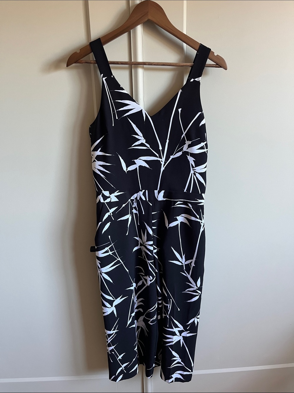 Banana Republic Black & White Tropical Print Jumpsuit